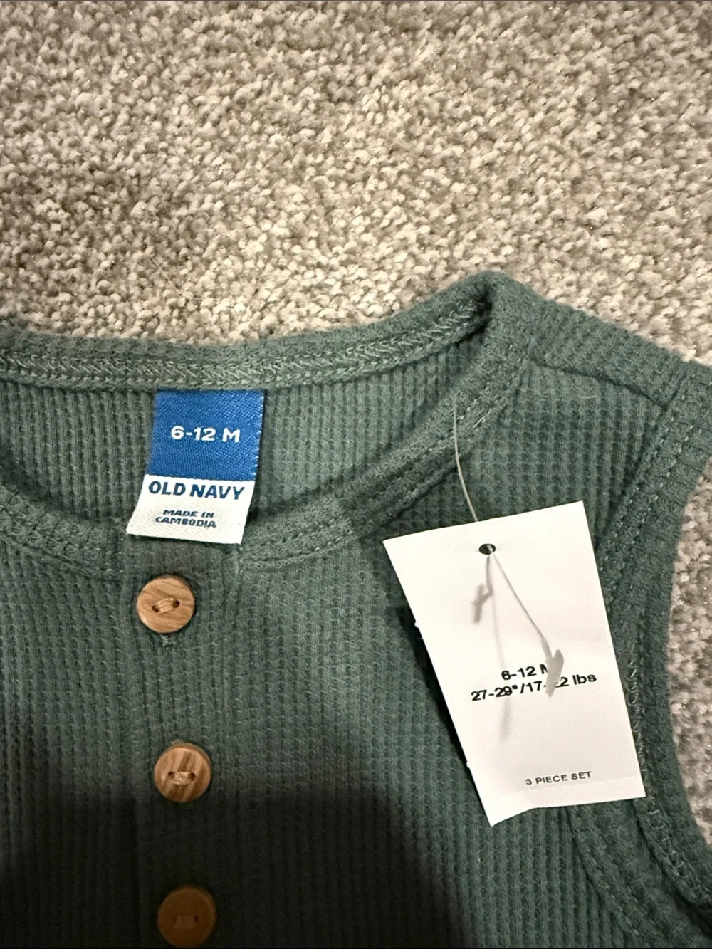 Old Navy Forest Green Ribbed Sleeveless Baby Onesie